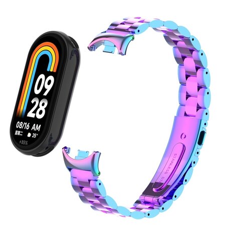 Strap-it® Strap-it Xiaomi Smart Band 9 stalen bandje (regenboog)
