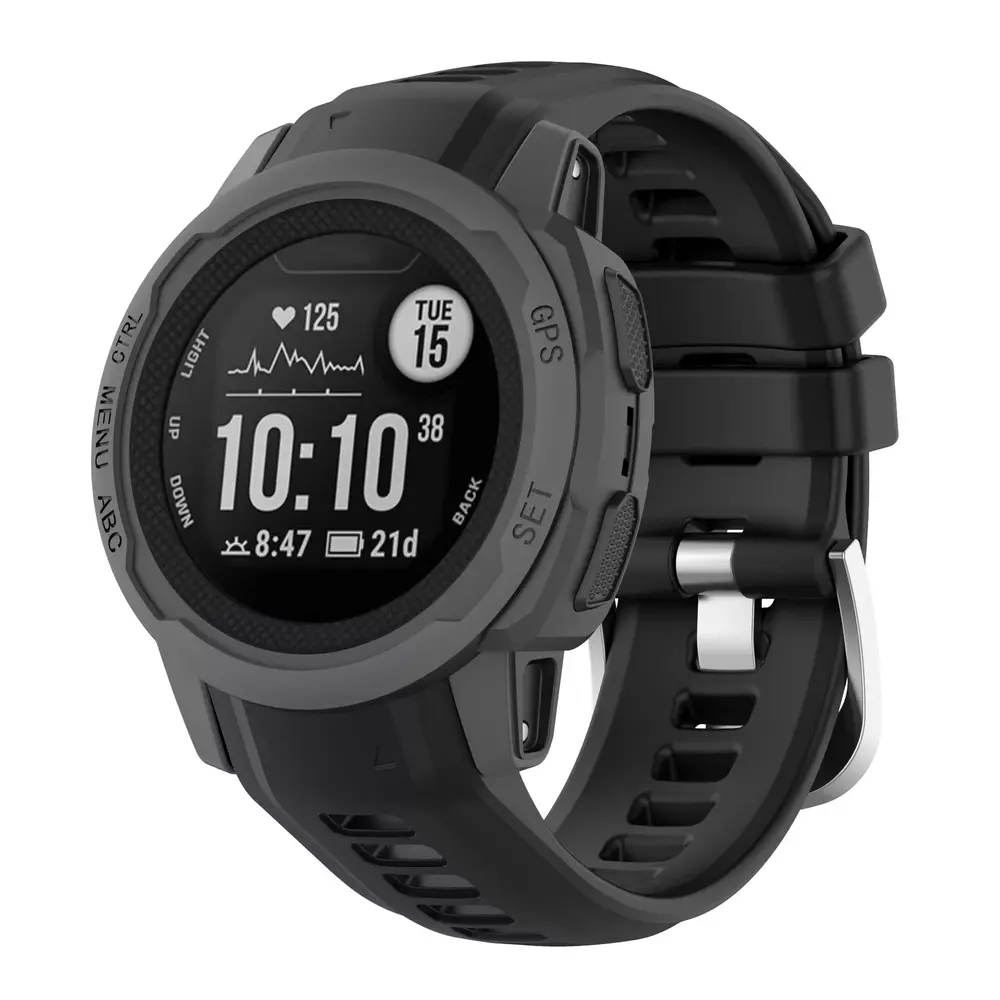 Strap-it® Strap-it Garmin Instinct 2s siliconen bandje (zwart)