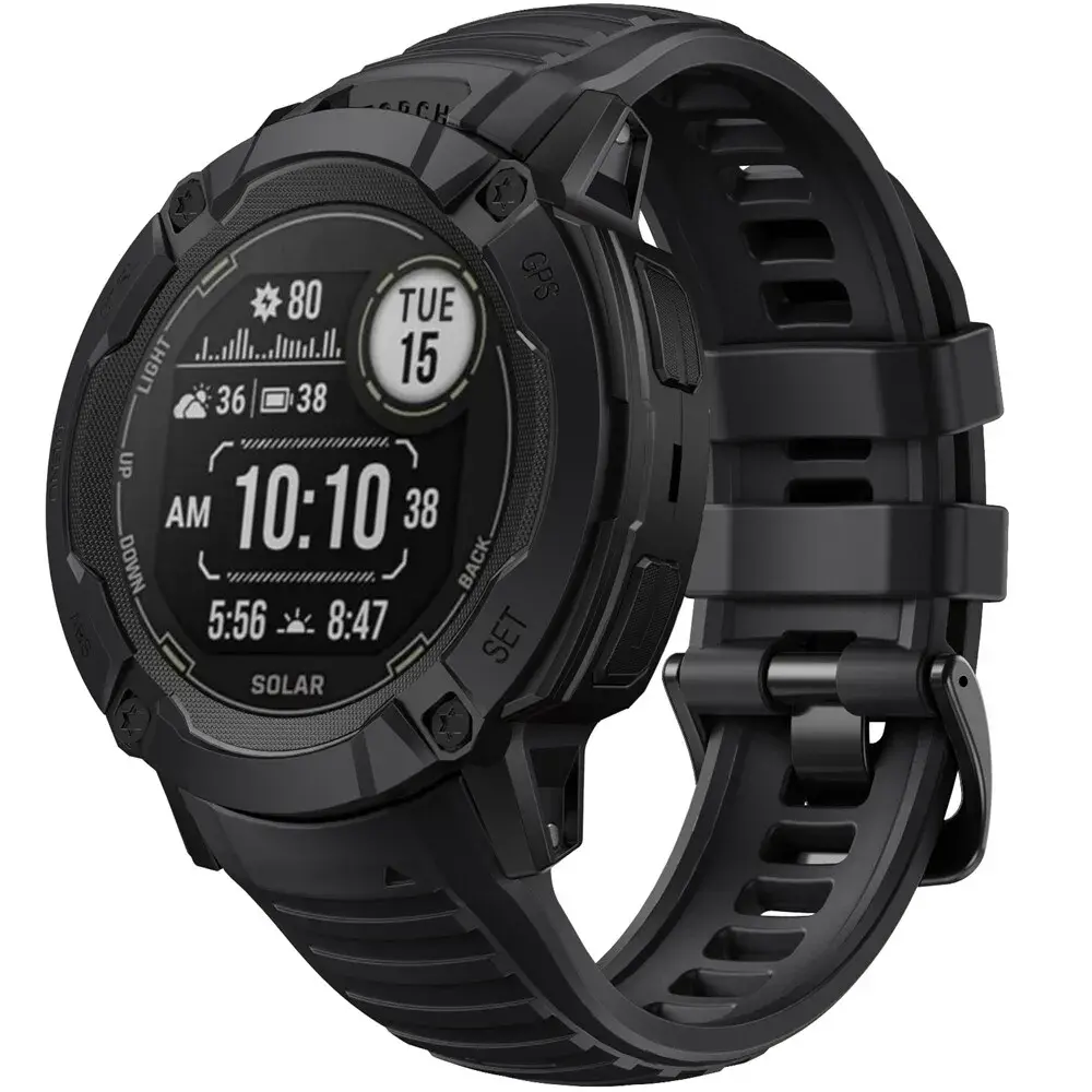 Strap-it® Strap-it Garmin Instinct 2x siliconen bandje (zwart)