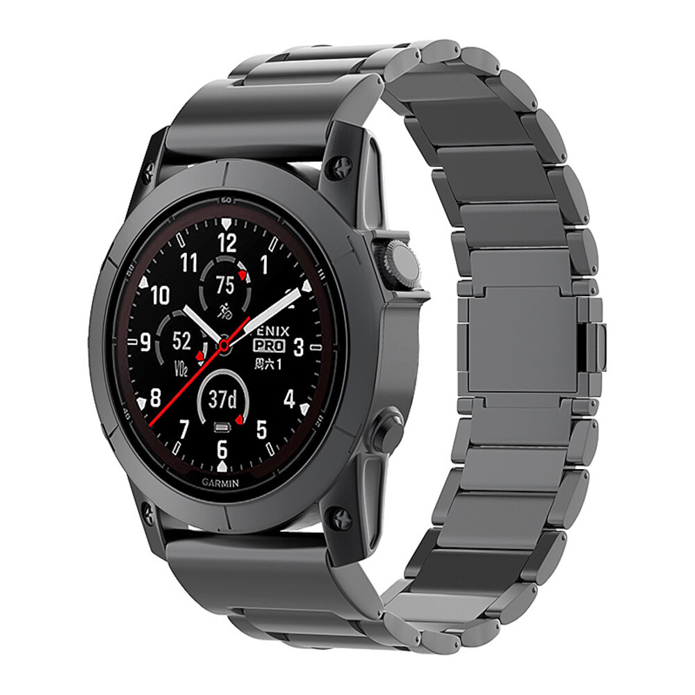 Strap-it® Strap-it Garmin Fenix 5 / 6 magnetische titanium band (zwart)