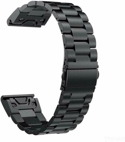 Strap-it® Strap-it Garmin Quatix 5 / 6 / 7 stalen band (zwart)
