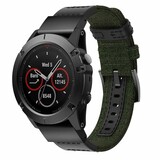 Strap-it® Garmin Quatix 5 / 6 / 7 nylon hybrid bandje (legergroen)