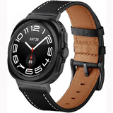 Strap-it® Samsung Galaxy Watch Ultra leren gesp band (zwart)