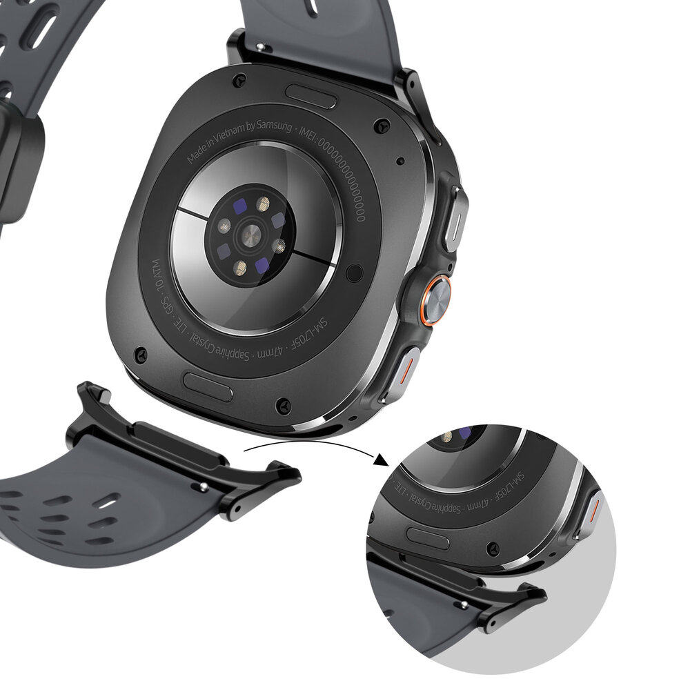 Bandz Bandz Samsung Galaxy Watch Ultra D-buckle sport band 'Air' (donkergrijs) Bandz Bandz Samsung Galaxy Watch Ultra D-buckle sport band 'Air' (donkergrijs)