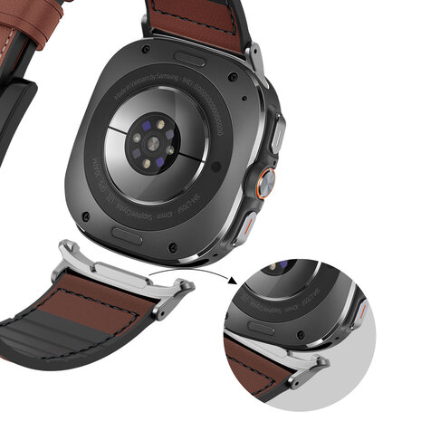 Bandz Bandz Samsung Galaxy Watch Ultra leren hybrid band met gesp (bruin) Bandz Bandz Samsung Galaxy Watch Ultra leren hybrid band met gesp (bruin)