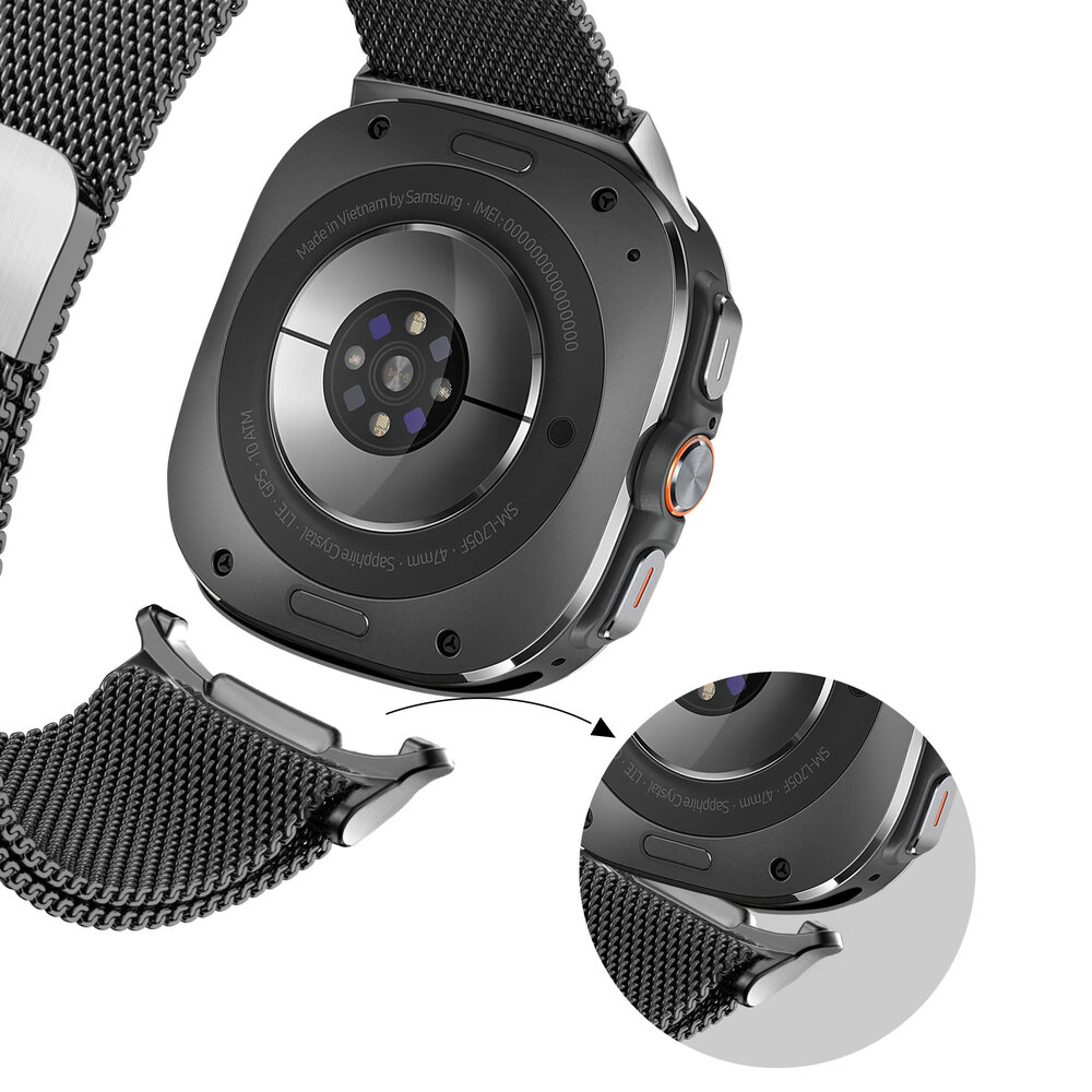 Bandz Bandz Samsung Galaxy Watch Ultra Milanese loop band (zwart) Bandz Bandz Samsung Galaxy Watch Ultra Milanese loop band (zwart)