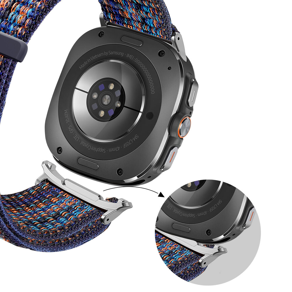 Bandz Bandz Samsung Galaxy Watch Ultra nylon loop band (blauw mix) Bandz Bandz Samsung Galaxy Watch Ultra nylon loop band (blauw mix)