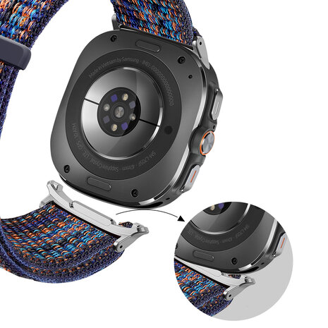 Bandz Bandz Samsung Galaxy Watch Ultra nylon loop band (blauw mix) Bandz Bandz Samsung Galaxy Watch Ultra nylon loop band (blauw mix)