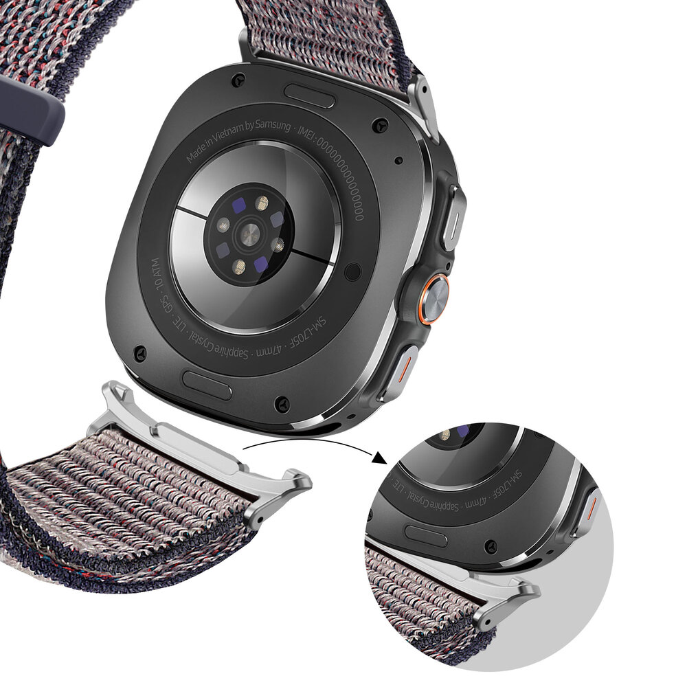 Bandz Bandz Samsung Galaxy Watch Ultra nylon loop band (donkerblauw)