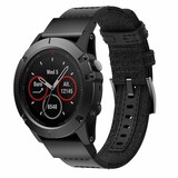 Strap-it® Garmin Fenix 8 - 47mm nylon hybrid bandje (zwart)