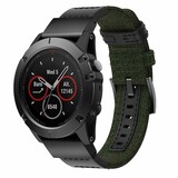 Strap-it® Garmin Fenix 8 - 47mm nylon hybrid bandje (legergroen)