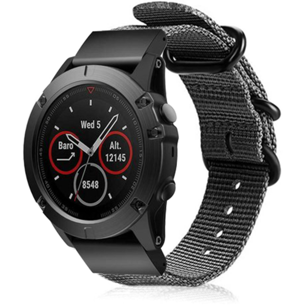 Strap-it® Strap-it Garmin Fenix 8 - 47mm nylon gesp band (grijs) Strap-it® Strap-it Garmin Fenix 8 - 47mm nylon gesp band (grijs)