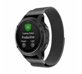 Strap-it® Garmin Fenix 8 - 47mm Milanese band (zwart)