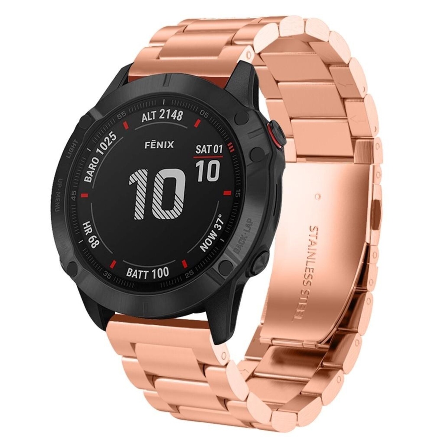 Garmin Fenix 8 51mm stalen band rose goud Smartwatchbanden