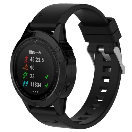 Strap-it® Strap-it Garmin Fenix E glossy silicone band (zwart)