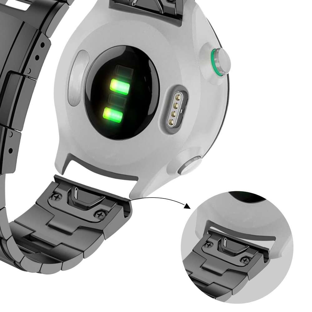Strap-it® Bandz Garmin Fenix E titanium schakel band (grijs)