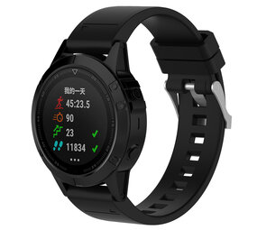 Strap-it® Garmin Fenix 8 - 43mm glossy silicone band (zwart)