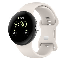 Strap-it® Google Pixel Watch 1/2 Classic siliconen bandje (zand wit)