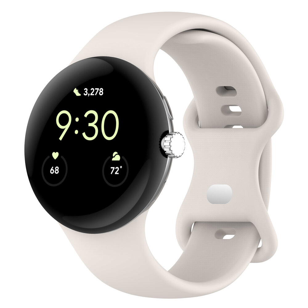 Strap-it® Strap-it Google Pixel Watch 3 - 45mm Classic siliconen bandje (zand wit)