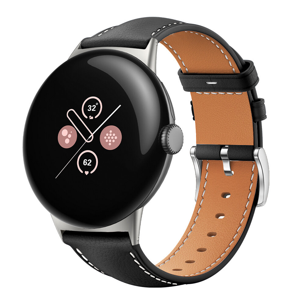 Strap-it® Strap-it Google Pixel Watch 3 - 45mm leren bandje (zwart)