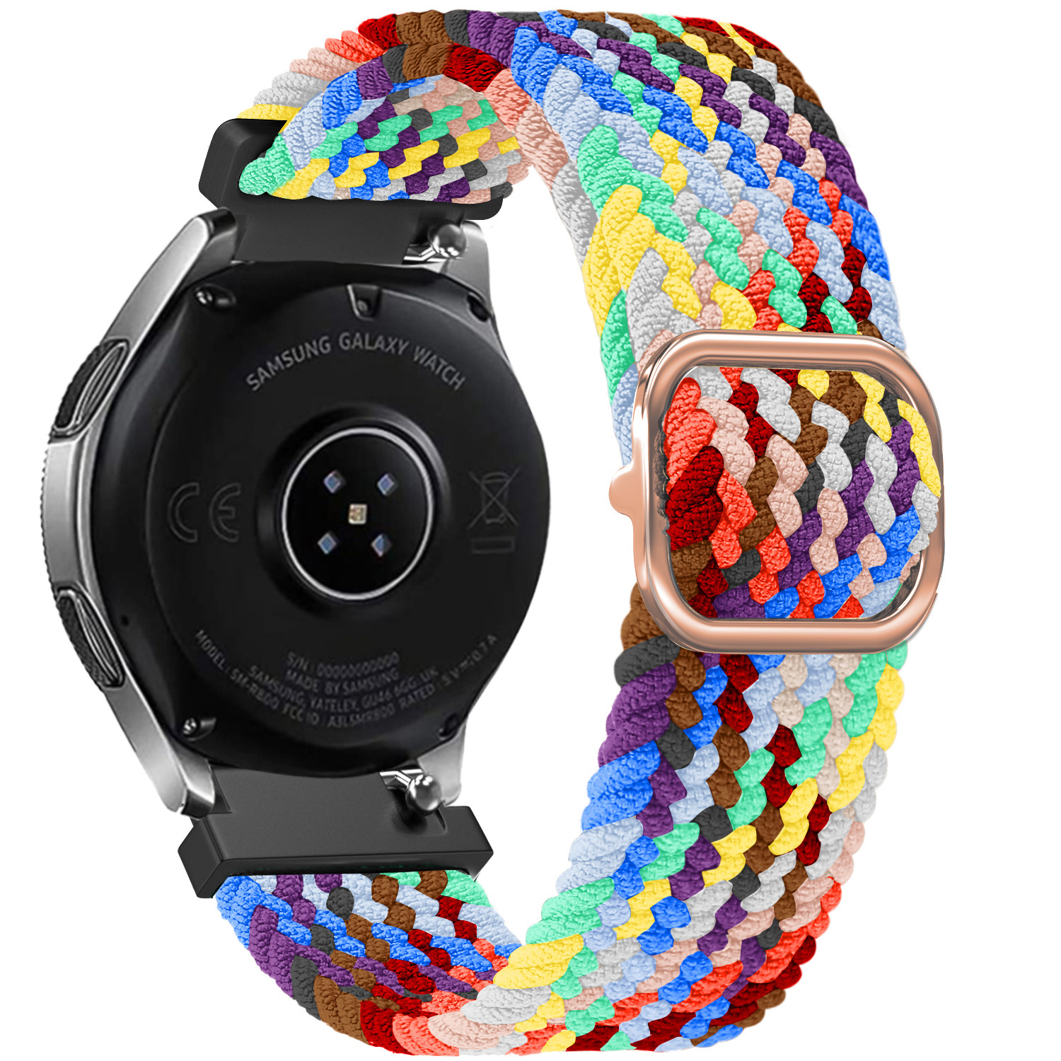 Strap-it Geweven nylon bandje 20mm - universeel - regenboog