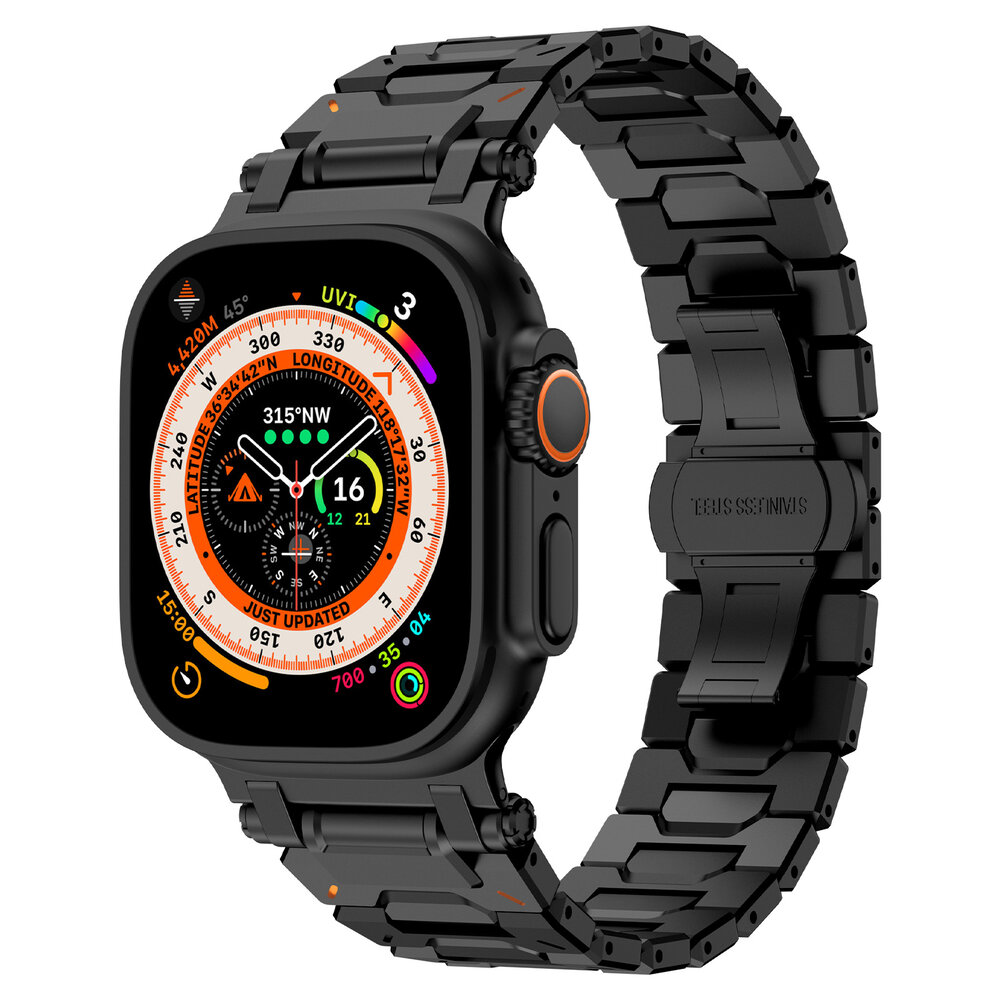 Strap-it® Strap-it Apple Watch 'Explorer' luxe stalen band (zwart)
