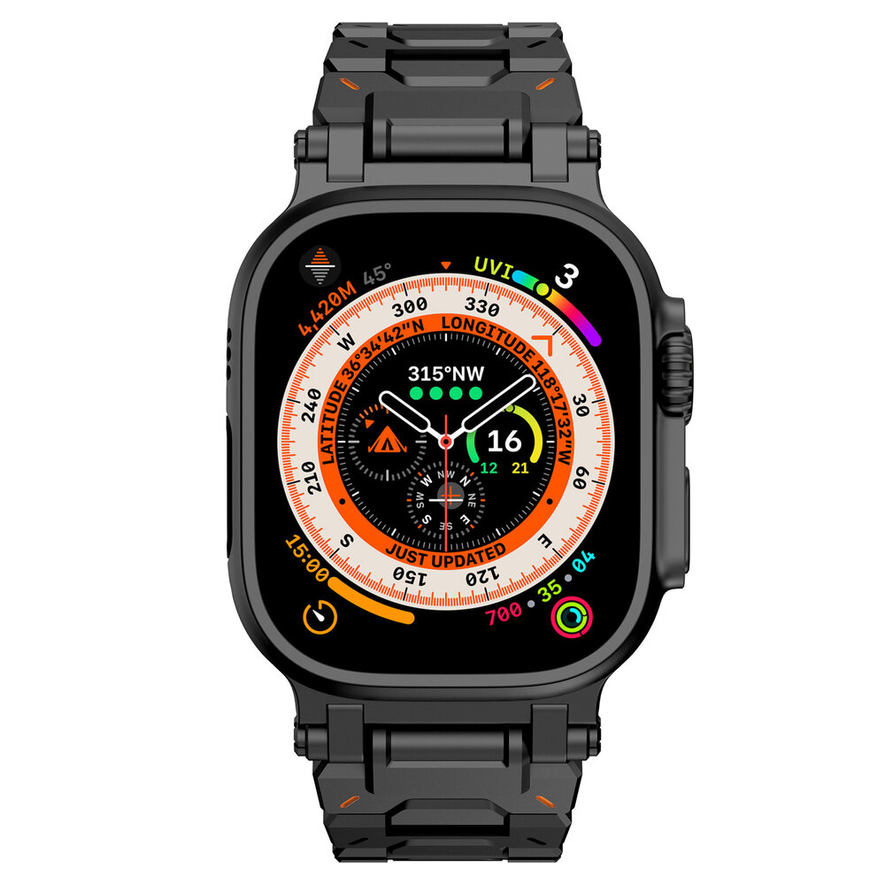 Strap-it® Strap-it Apple Watch 'Explorer' luxe stalen band (zwart)