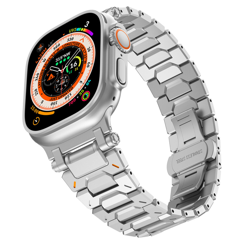 Strap-it® Strap-it Apple Watch 'Explorer' luxe stalen band (zilver)