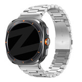 Bandz Bandz Samsung Galaxy Watch Ultra stalen schakel band 'Deluxe' (zilver)