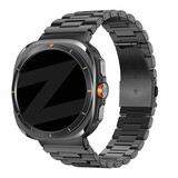 Bandz Bandz Samsung Galaxy Watch Ultra stalen schakel band 'Deluxe' (zwart)