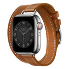 Strap-it® Strap-it Apple Watch leren double tour band (lichtbruin)