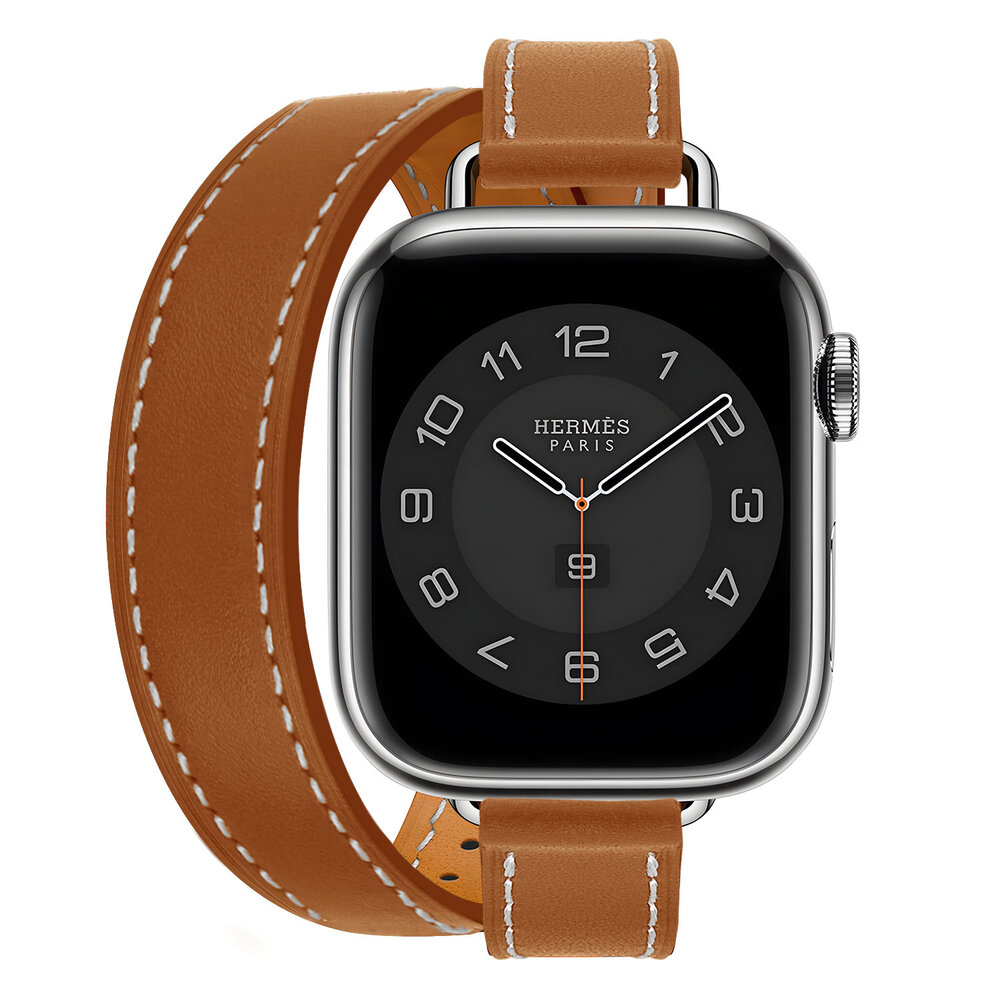 Apple Watch leren double tour band (lichtbruin) Smartwatchbanden.nl