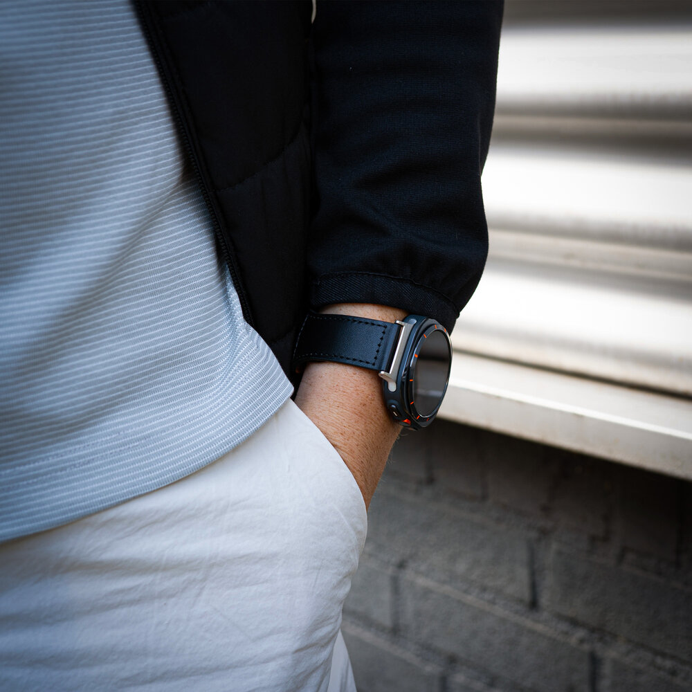 Strap-it® Strap-it Samsung Galaxy Watch Ultra leren band (zwart) Strap-it® Strap-it Samsung Galaxy Watch Ultra leren band (zwart)