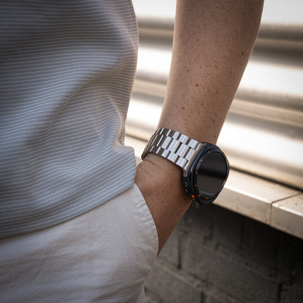 Strap-it® Strap-it Samsung Galaxy Watch Ultra stalen band (zilver)