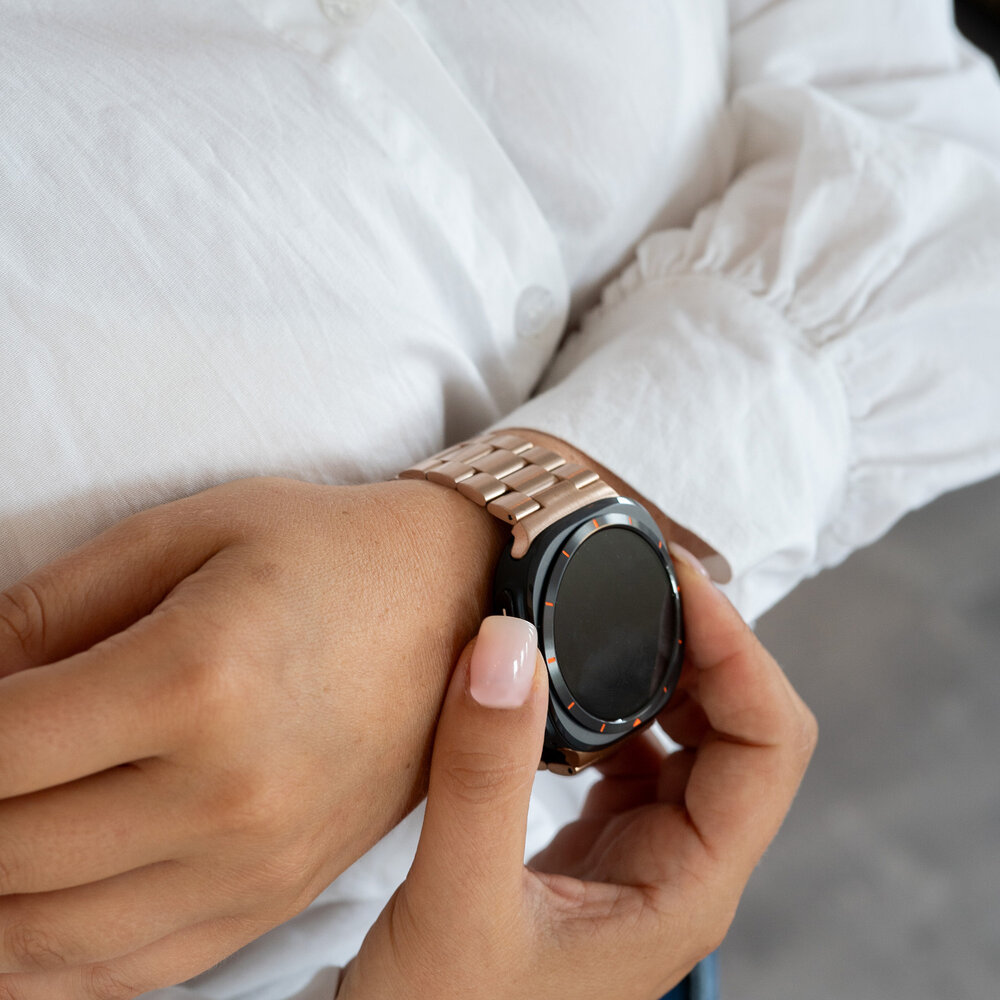 Strap-it® Strap-it Samsung Galaxy Watch Ultra stalen band (rosé goud)