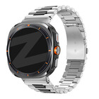 Bandz Bandz Samsung Galaxy Watch Ultra stalen schakel band 'Deluxe' (zilver/zwart)