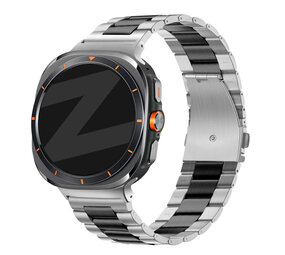 Bandz Bandz Samsung Galaxy Watch Ultra stalen band 'Classic' (zilver/zwart)