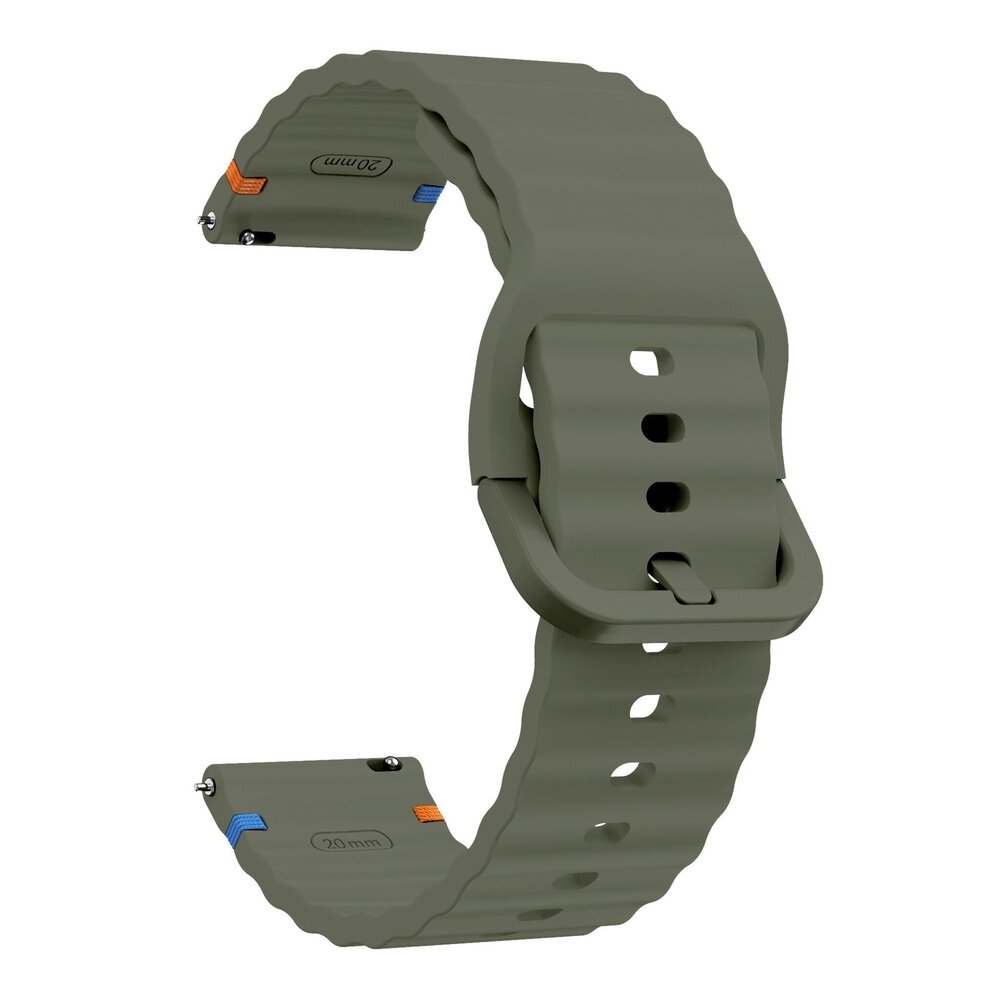 Strap-it® Strap-it Huawei Watch GT 3 42mm wave siliconen bandje (legergroen) Strap-it® Strap-it Huawei Watch GT 3 42mm wave siliconen bandje (legergroen)