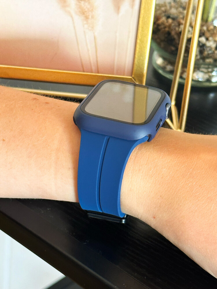 Strap-it® Strap-it Apple Watch Series 1/2/3 PC hard case met glas (donkerblauw)