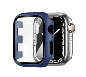 Strap-it® Apple Watch Series 7/8/9 PC hard case met glas (donkerblauw)