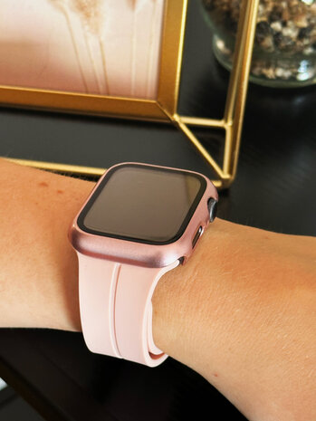 Strap-it® Strap-it Apple Watch Series 1/2/3 PC hard case met glas (rosépink)