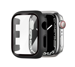 Strap-it® Apple Watch Series 7/8/9 PC hard case met glas (zwart)