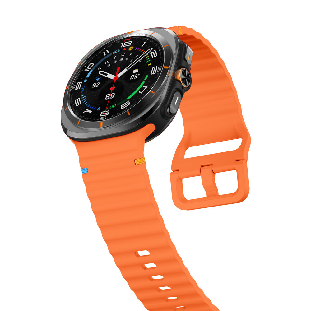 Strap-it® Strap-it Samsung Galaxy Watch Ultra wave siliconen bandje (oranje)