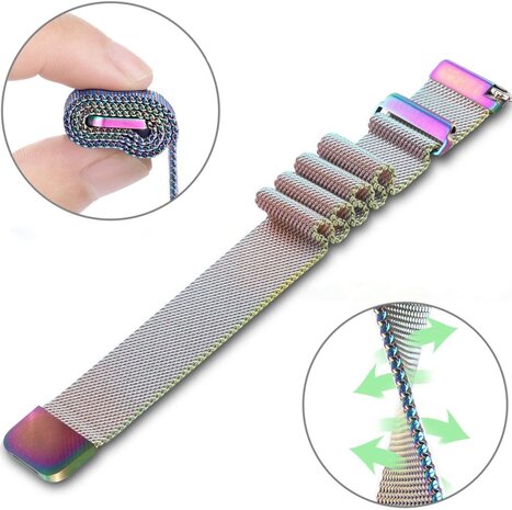 Strap-it® Strap-it Huawei Watch GT 5 - 41mm Milanese band (regenboog) Strap-it® Strap-it Huawei Watch GT 5 - 41mm Milanese band (regenboog)