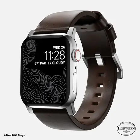 Nomad Nomad Modern Apple Watch leren bandje (bruin/zilver)