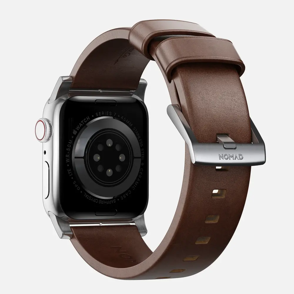Nomad Nomad Modern Apple Watch leren bandje (bruin/zilver)