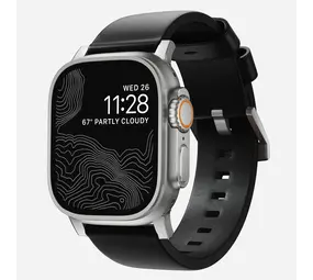 Nomad Nomad Modern Apple Watch leren bandje (zwart/zilver) Nomad Nomad Modern Apple Watch leren bandje (zwart/zilver)