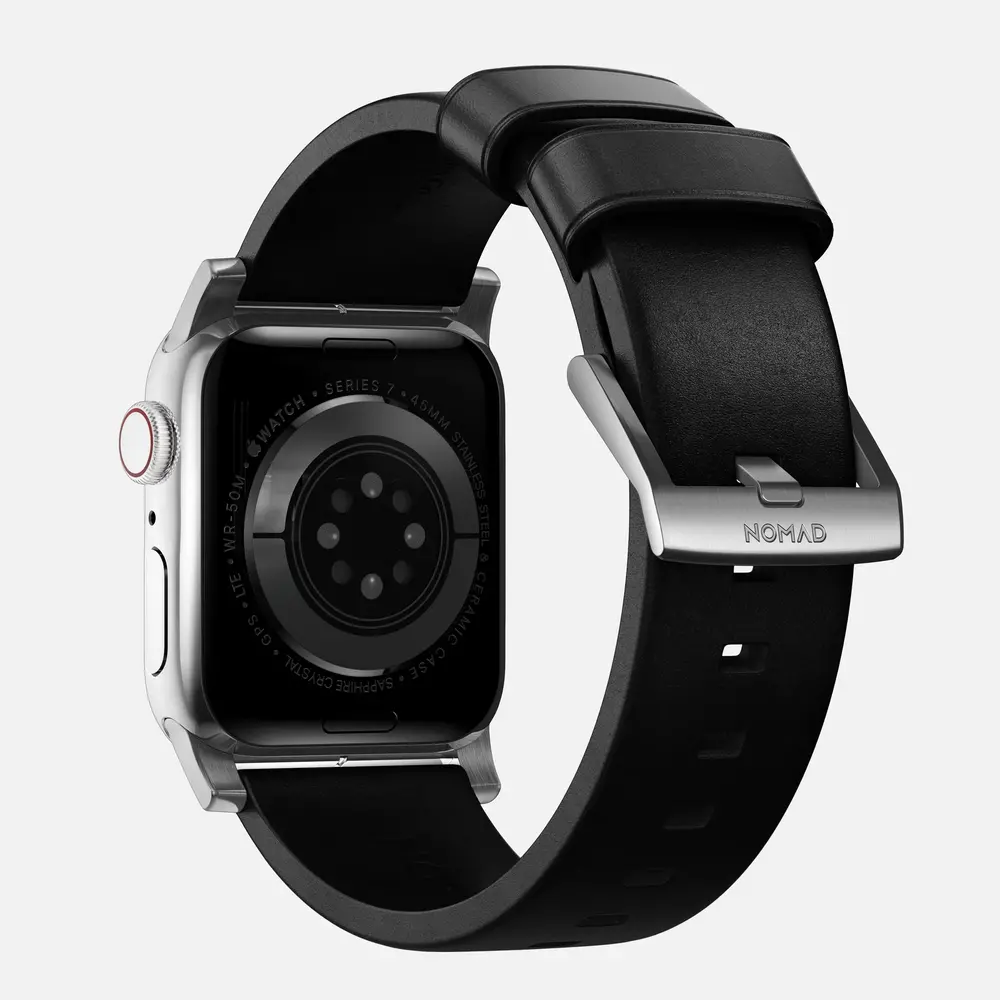 Nomad Nomad Modern Apple Watch leren bandje (zwart)/zilver)