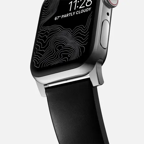 Nomad Nomad Modern Apple Watch leren bandje (zwart)/zilver)