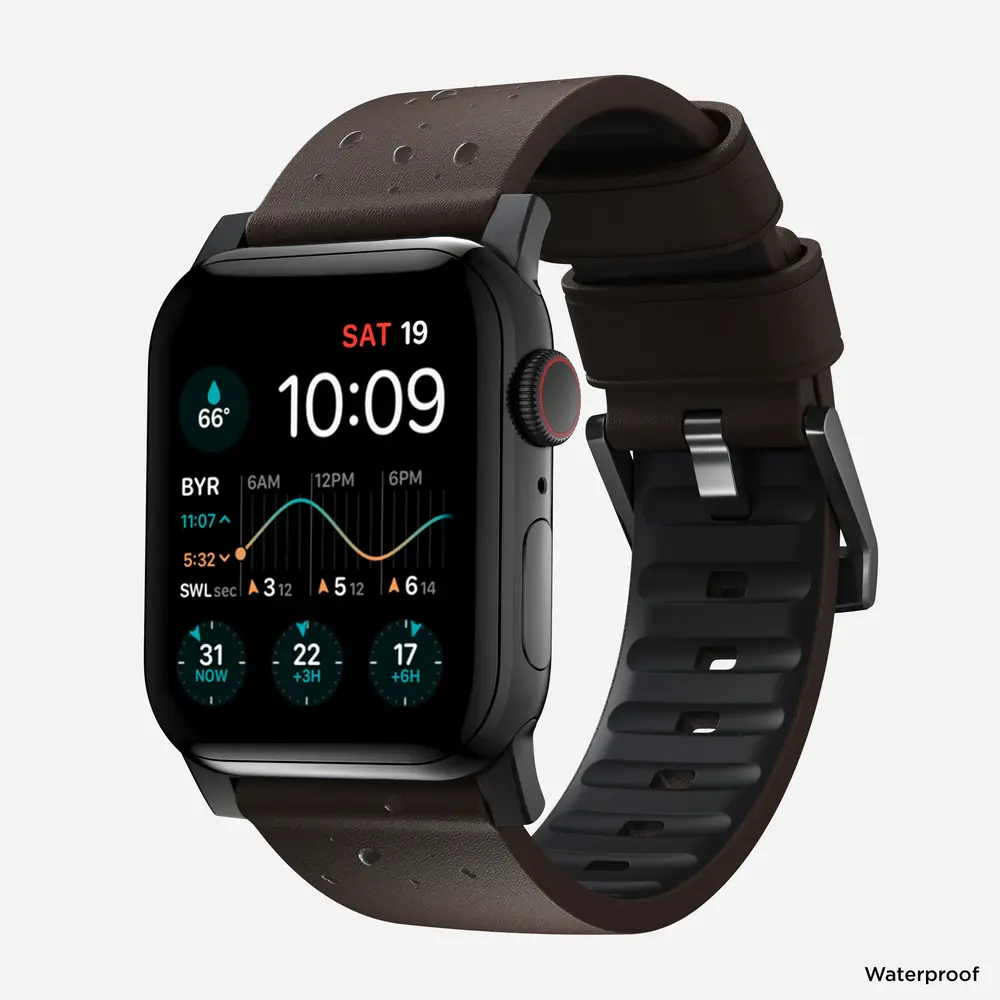 Nomad Active Pro Apple Watch hybride bandje bruin zwart Smartwatchbanden